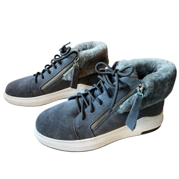 Cloud Nine Shoes - Cloud Nine Women’s Size 8 Gray Suede and Sheepskin Ankle Boots